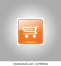 Shopping Square Vector Orange Web Icon Button
