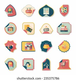 shopping sticker banner flat design background set, eps10