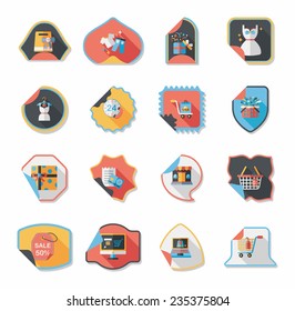shopping sticker banner flat design background set, eps10