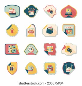 shopping sticker banner flat design background set, eps10