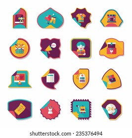 shopping sticker banner flat design background set, eps10
