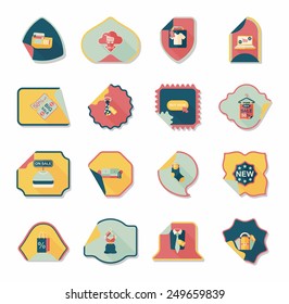 shopping sticker banner flat design background set, eps10
