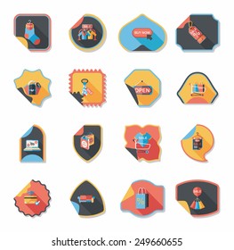 shopping sticker banner flat design background set, eps10