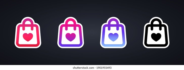 Shopping Sticker Icon Set. Support Small Local Business. Social Media Concept. Vector On Isolated White Background. EPS 10