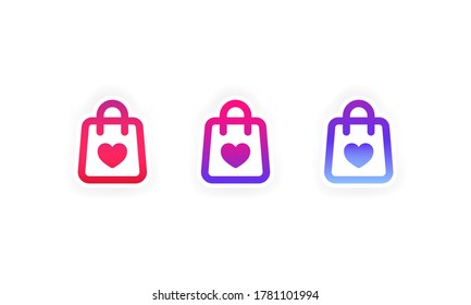 Shopping sticker. Support small local business social media icon set. Vector on isolated white background. EPS 10