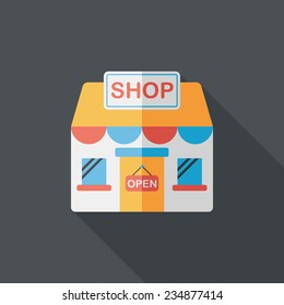 shopping store flat icon with long shadow,eps10