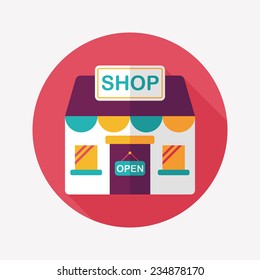 shopping store flat icon with long shadow,eps10