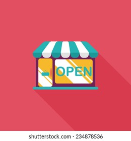 shopping store flat icon with long shadow,eps10