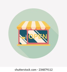 shopping store flat icon with long shadow,eps10