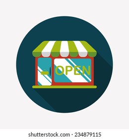 shopping store flat icon with long shadow,eps10