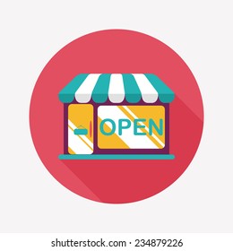 shopping store flat icon with long shadow,eps10