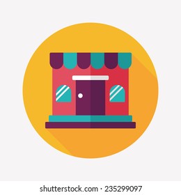 shopping store flat icon with long shadow,eps10