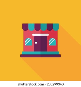 shopping store flat icon with long shadow,eps10