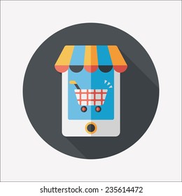 shopping store flat icon with long shadow,eps10