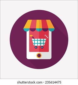 shopping store flat icon with long shadow,eps10