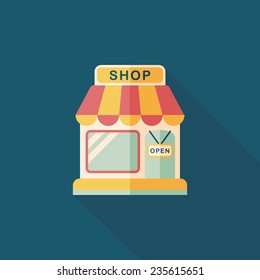 shopping store flat icon with long shadow,eps10