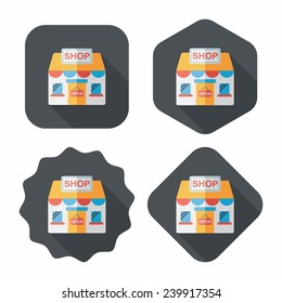 shopping store flat icon with long shadow,eps10