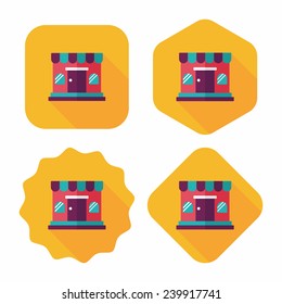 shopping store flat icon with long shadow,eps10