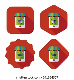 shopping store flat icon with long shadow,eps10