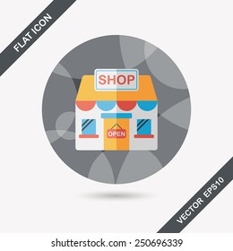 shopping store flat icon with long shadow,eps10