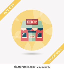 shopping store flat icon with long shadow,eps10