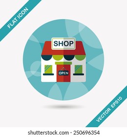 shopping store flat icon with long shadow,eps10