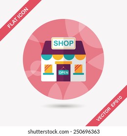 shopping store flat icon with long shadow,eps10