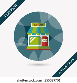 shopping store flat icon with long shadow,eps10