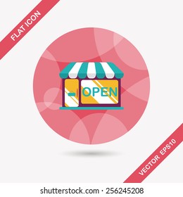 shopping store flat icon with long shadow,eps10