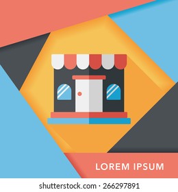 shopping store flat icon with long shadow,eps10
