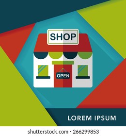 shopping store flat icon with long shadow,eps10
