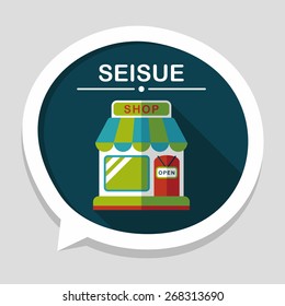 shopping store flat icon with long shadow,eps10