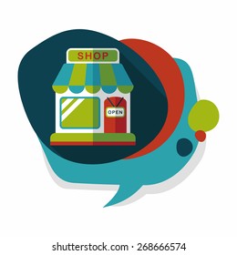 shopping store flat icon with long shadow,eps10