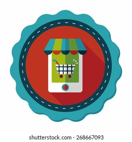 shopping store flat icon with long shadow,eps10