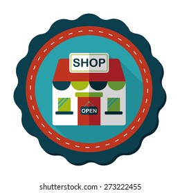 shopping store flat icon with long shadow,eps10