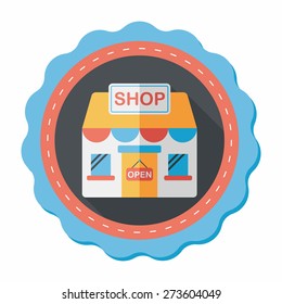 shopping store flat icon with long shadow,eps10