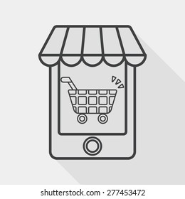 shopping store flat icon with long shadow, line icon