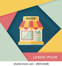 shopping store flat icon with long shadow,eps10