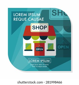 shopping store flat icon with long shadow,eps10
