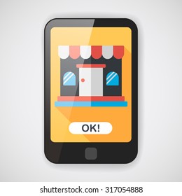 shopping store flat icon with long shadow,eps10
