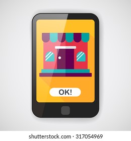shopping store flat icon with long shadow,eps10
