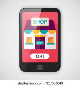 shopping store flat icon with long shadow,eps10