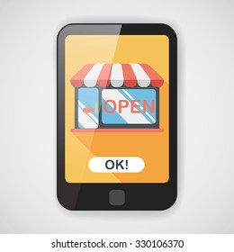 shopping store flat icon with long shadow,eps10