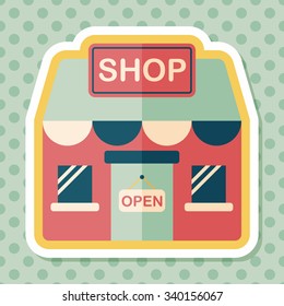 shopping store flat icon with long shadow,eps10