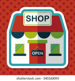 shopping store flat icon with long shadow,eps10