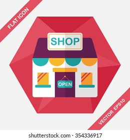 shopping store flat icon with long shadow,eps10