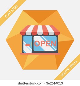 shopping store flat icon with long shadow,eps10