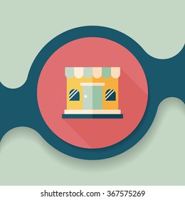 shopping store flat icon with long shadow,eps10