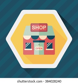 shopping store flat icon with long shadow,eps10