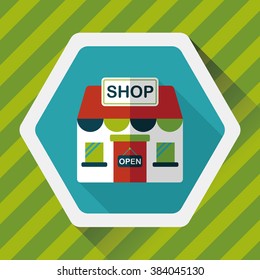 shopping store flat icon with long shadow,eps10